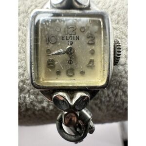 Elgin Vintage Ladies Watch Working Manual Wind 15MM 5.5"‎ Stretch Band B40